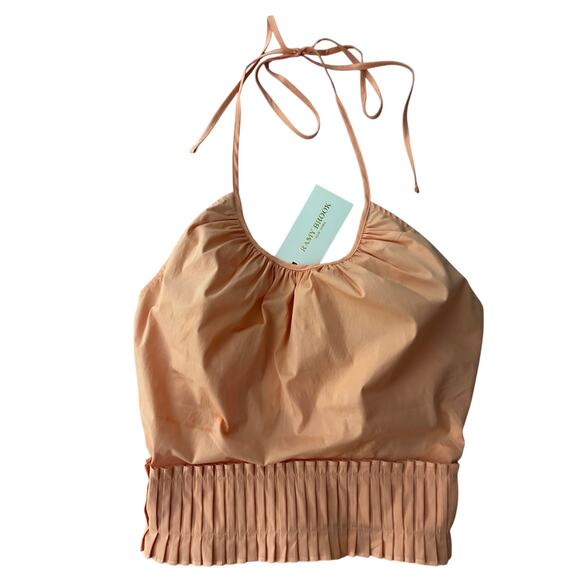 New Ramy Brook Charlie Pleated Halter Summer Top, Peach, Size Small - Picture 8 of 10